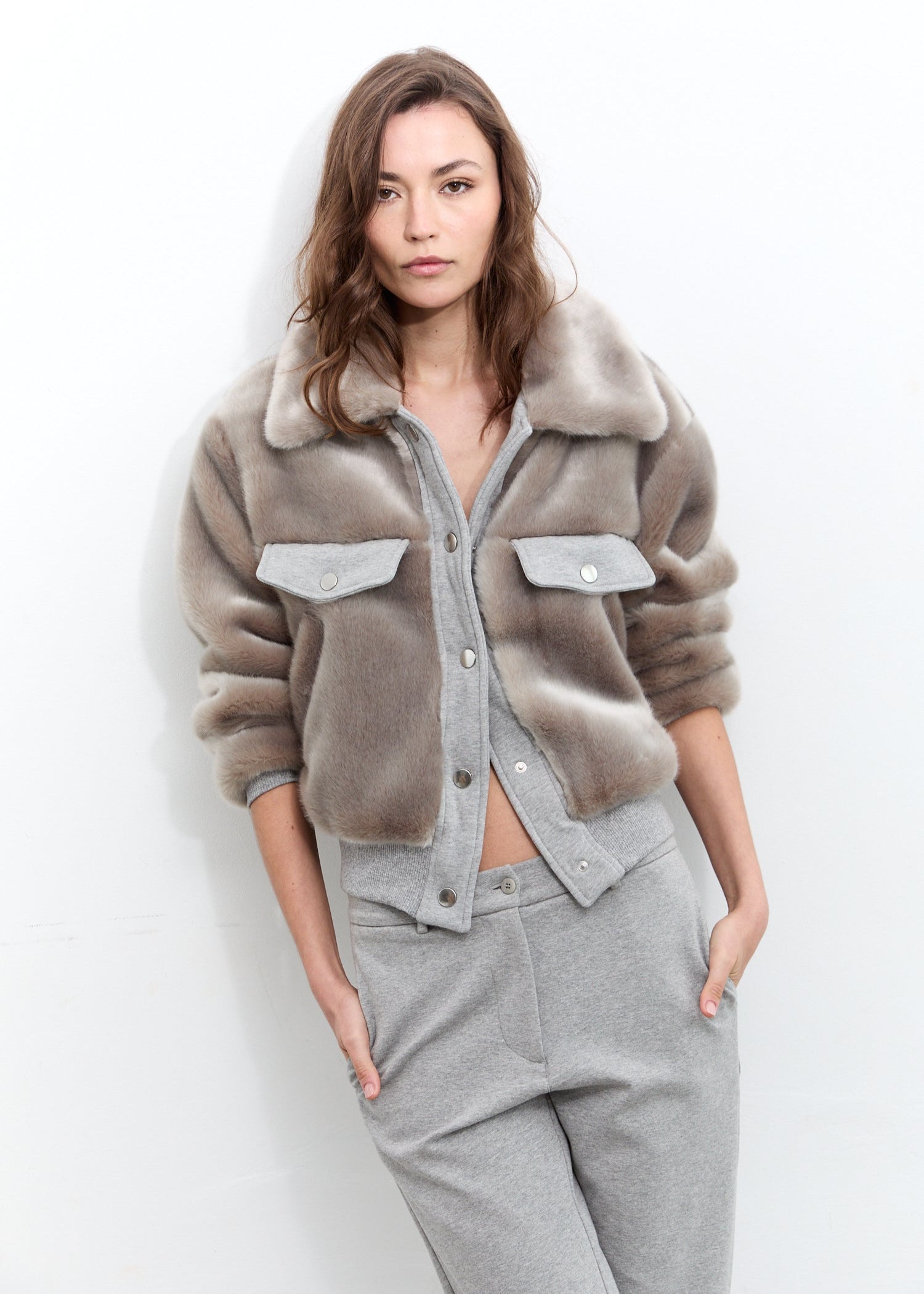 Short Velvet Frost Bomber Silver