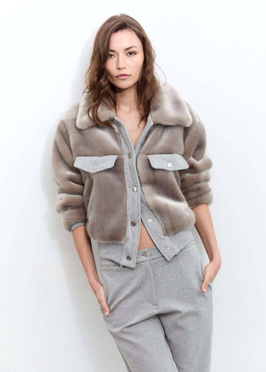 Short Velvet Frost Bomber Silver