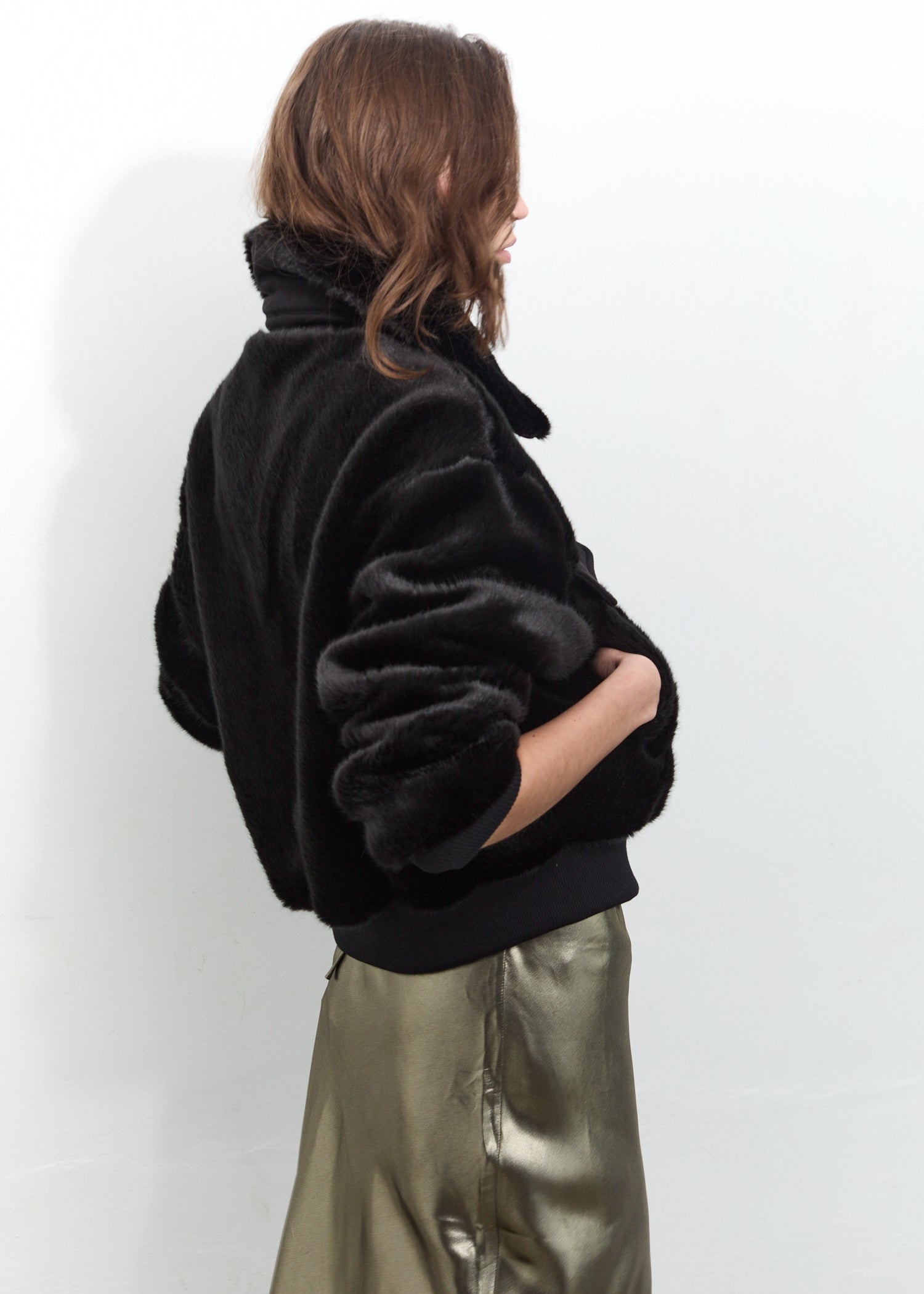 Short Velvet Frost Bomber Black